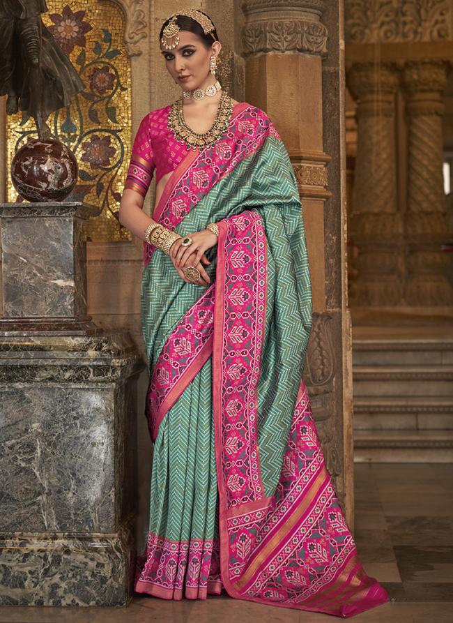 Banarasi Silk Sky Blue Party Wear Weaving Saree